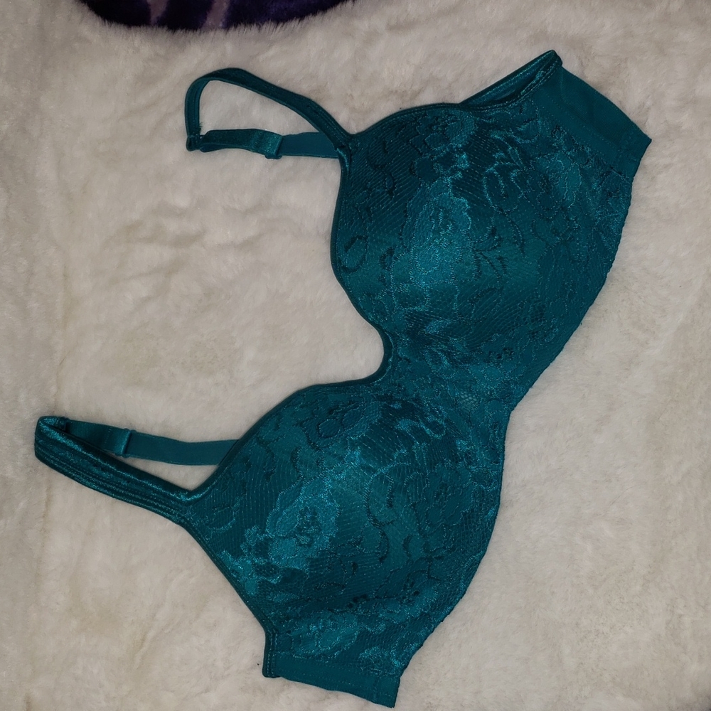 Fashion Bug turquoise floral lace bra